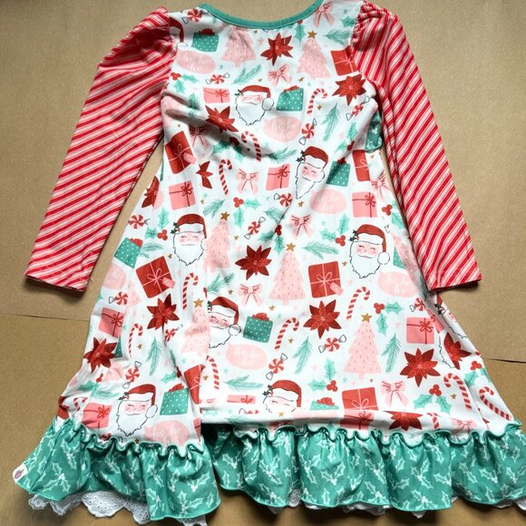 Cheeky Plum Christmas Night Gown - Size 4T - Gently Worn - Ruffles & Festive Pri - Picture 2 of 3